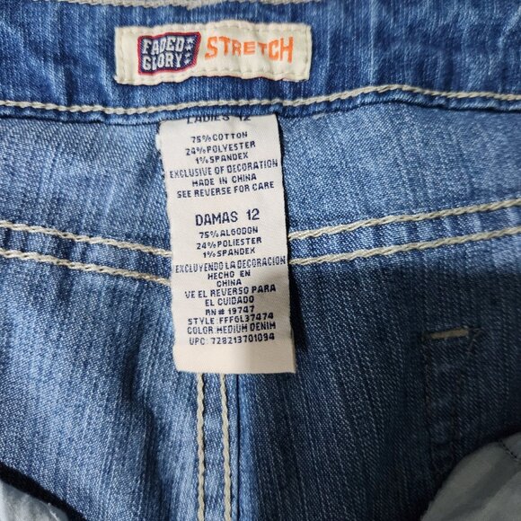Faded Glory Capris Women's Size 12 Denim Jean Pants Cuffed Stretch Denim - Picture 5 of 9